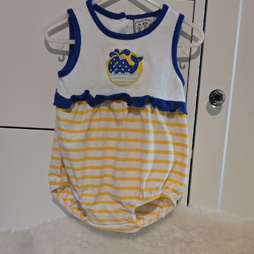 Blue and Yellow Striped Kids One Piece